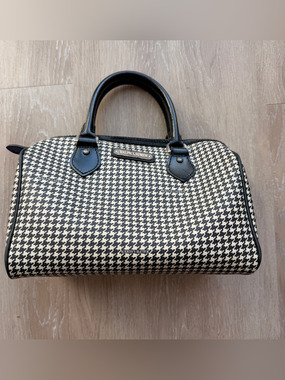 Ralph Lauren vintage black and white houndstooth Boston bag